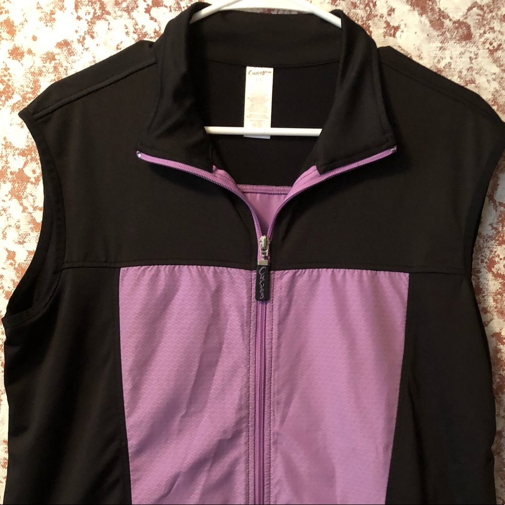 💜 VEST (workout), 💜 Purple & Black, Large, “Curves,” NWOT (never worn) 🥀🍃